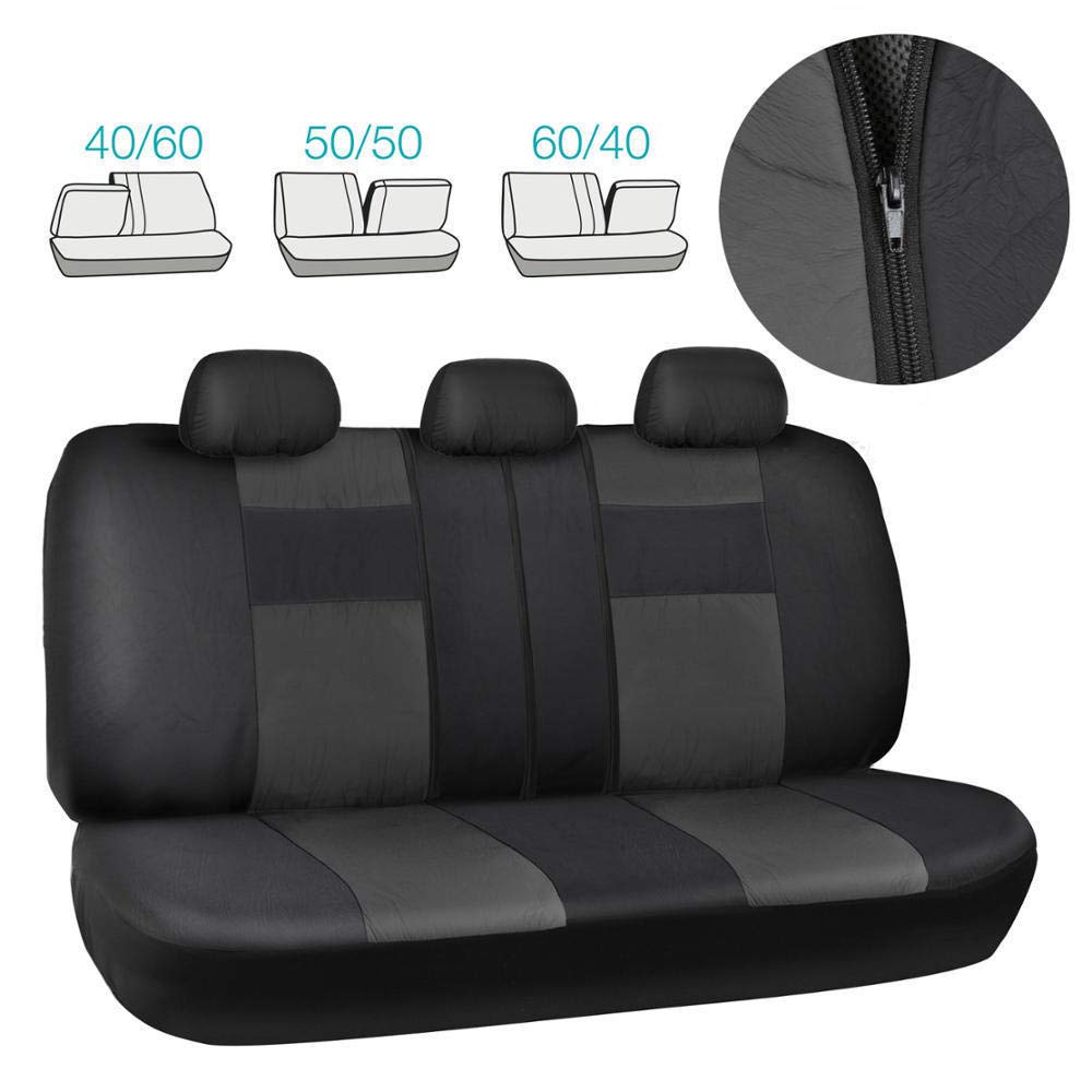 Juego de 9 fundas universales de coche Garvee en cuero sintético PU negro protección interior 5 plazas